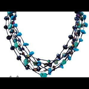 True blue semi precious stone necklace